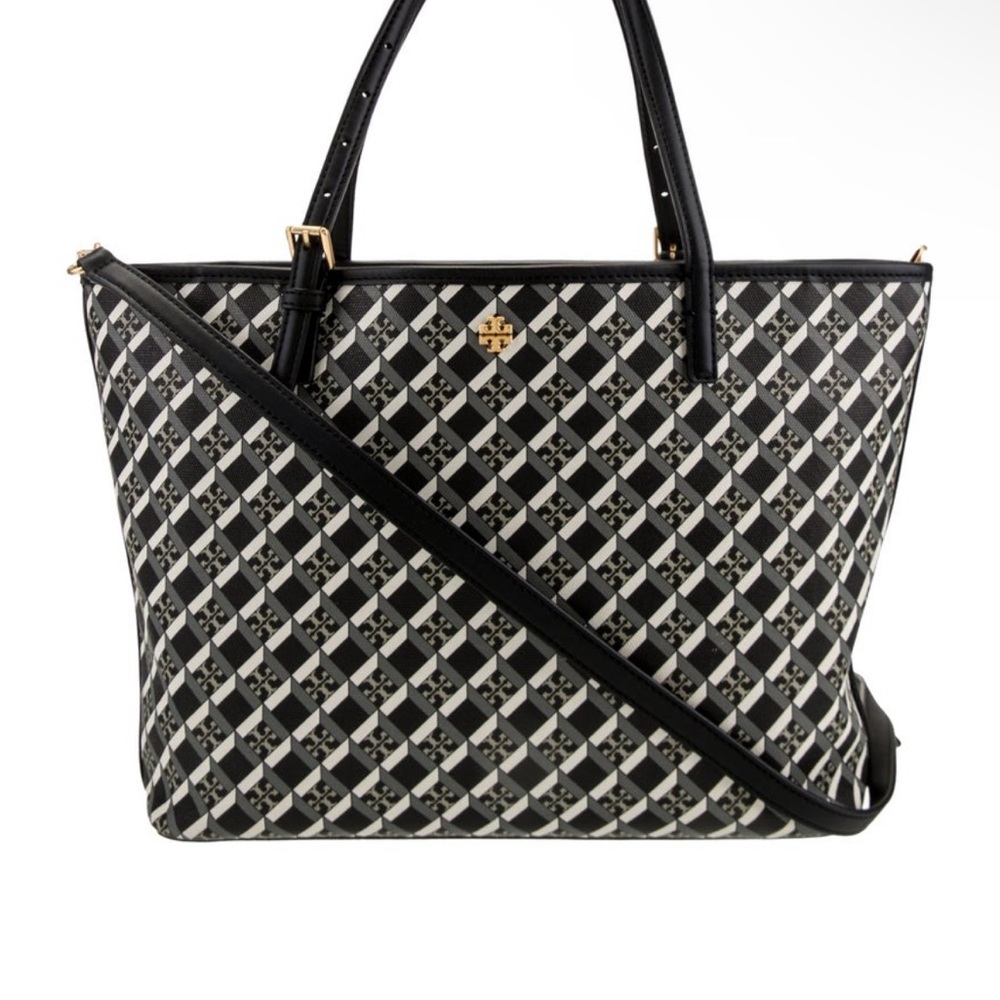 Tory Burch Black Geo Mini Tote Bag
